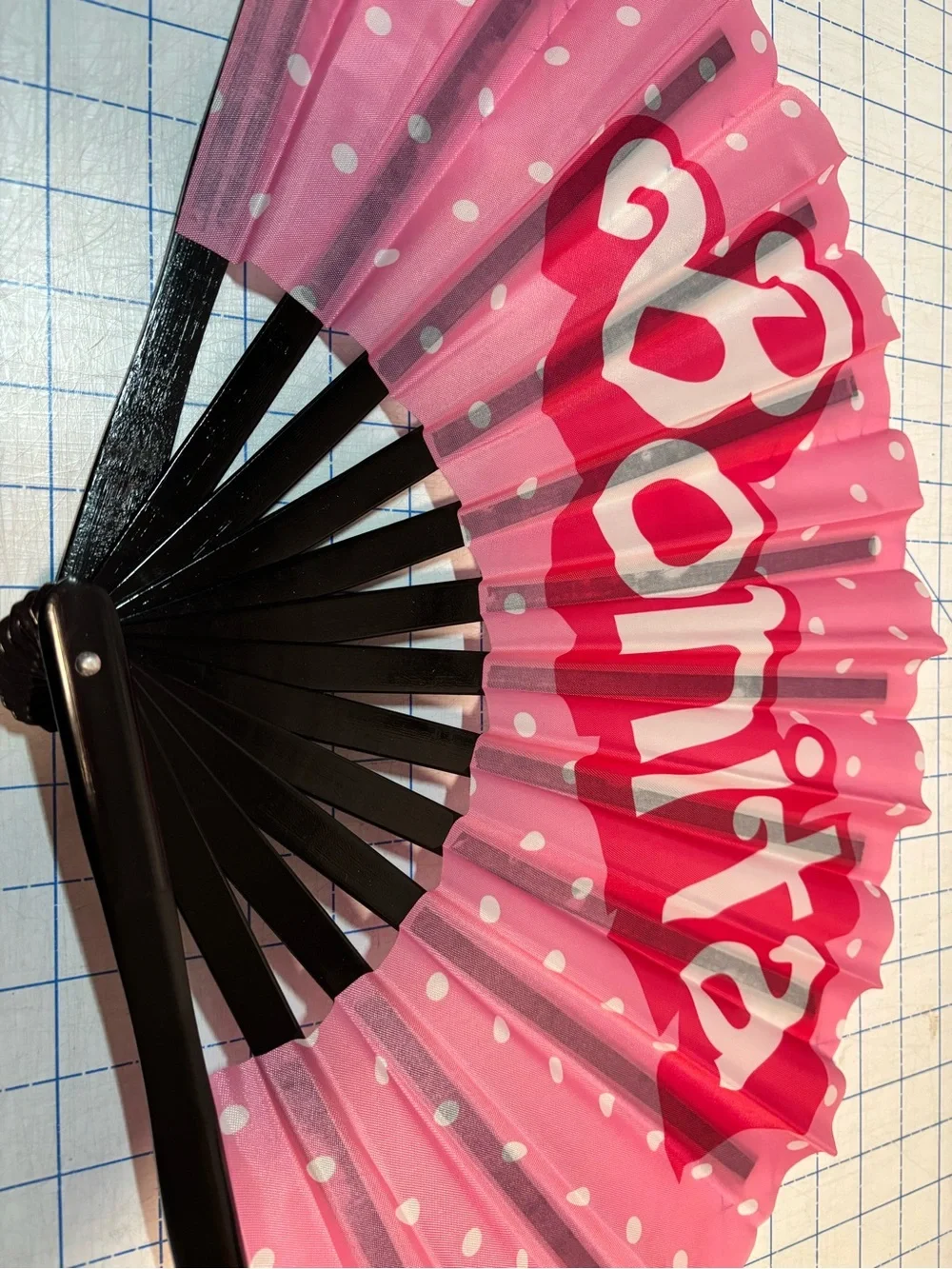 Pink Polka Dot Folding Hand Fan - Compact Party Accessory